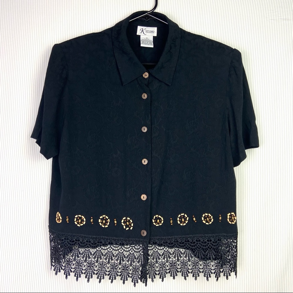 Vintage Beaded Button Up Shirt